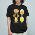 LalaHangeulの卵 生卵 半熟 完熟⁉︎　韓国語デザイン オーガニックコットンTシャツ
