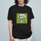 エマメ本舗のオッドアイの白猫エマメちゃんグッズ オーガニックコットンTシャツ