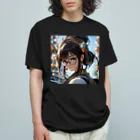 かわいい娘ショップのメガネ少女 オーガニックコットンTシャツ