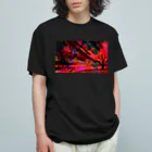 水草のサイケデリックな紅葉 オーガニックコットンTシャツ