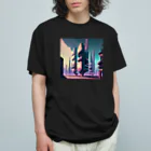 のんびりアート工房のサイバーパンク都市 オーガニックコットンTシャツ