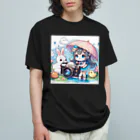 かるるんショップのカメラと傘とうさ耳少女とシリーズ　撮影 オーガニックコットンTシャツ