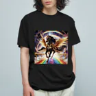 ひよっこなボスの宇宙の虹を駆ける金鎧の黒ペガサス オーガニックコットンTシャツ