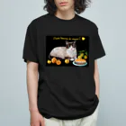 Ａｔｅｌｉｅｒ　Ｈｅｕｒｅｕｘのにゃんことみかんタルト🍊 オーガニックコットンTシャツ