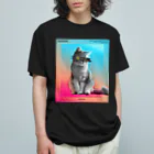 猫ICHIZO公式グッズの目線猫一三 オーガニックコットンTシャツ