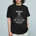 DRIPPEDのBUDDHA-仏像- 白ロゴ オーガニックコットンTシャツ