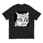 MATSUショップのじとっとした目で見つめる猫　不透明 オーガニックコットンTシャツ
