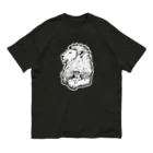 もけけ工房 SUZURI店のカブと獅子(モノクロ) オーガニックコットンTシャツ