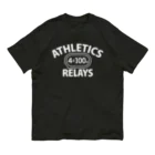 sports_tower スポーツタワーの4×100mリレー・リレー競走・白・陸上競技・400メートルリレー走・デザイン・Tシャツ・陸上部・男子・女子・ジュニア・入賞・有力・確実・候補・有望・応援・精神力・集中力・日本人・陸上魂 オーガニックコットンTシャツ