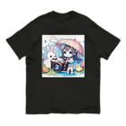 かるるんショップのカメラと傘とうさ耳少女とシリーズ　撮影 オーガニックコットンTシャツ