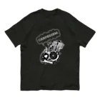 CARPE DIEMのドクロエンジン黒 オーガニックコットンTシャツ