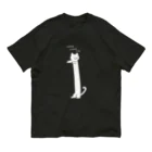 あふぐろ屋のLONG LONG CAT（白猫） オーガニックコットンTシャツ