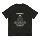 DRIPPEDのBUDDHA-仏像- 白ロゴ オーガニックコットンTシャツ