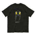 ビールとアート TM-3 Designの名画 × BEER（ムンクの叫び）白線画 オーガニックコットンTシャツ