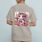 猫好き Japanの振り袖ねこ オーガニックコットンTシャツ