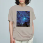 ゆにねこ惑星のପ天使の夏休みଓ夜空旅行(枠なし) オーガニックコットンTシャツ