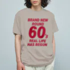 キッズモード某のROUND60 / 還暦＆アラ還を軽やかにすごすロゴ オーガニックコットンTシャツ