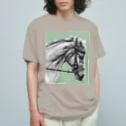 馬の絵の画家　斉藤いつみの馬の素描Tシャツ11 オーガニックコットンTシャツ