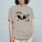 123izmの読書ねこ（黒） オーガニックコットンTシャツ