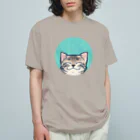 ＡＫＩＮＡＭＩのあさぎ丸猫 オーガニックコットンTシャツ