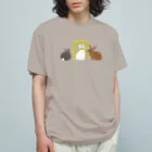 123izmのウサギとミモザ オーガニックコットンTシャツ