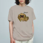 CHOSANAの笑うペキニーズ(茶) オーガニックコットンTシャツ