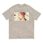 poppy22のセピアなフラワーガール オーガニックコットンTシャツ