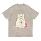 小鳥と映画館の怒り顔の白猫 Organic Cotton T-Shirt