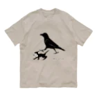 小鳥と映画館のベストフレンド カラスとクロネコ オーガニックコットンTシャツ