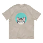 ＡＫＩＮＡＭＩのあさぎ丸猫 オーガニックコットンTシャツ