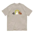 123izmのウサギとミモザ オーガニックコットンTシャツ