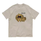 CHOSANAの笑うペキニーズ(茶) オーガニックコットンTシャツ