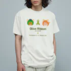 くりむしようかんのオリーブリボン×テワタサナイーヌ＆わたさんにゃん オーガニックコットンTシャツ