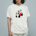 オグチヨーコのパンダカーと鳥さん（キンカチョウ＆カノコスズメ） Organic Cotton T-Shirt