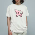 akane_art（茜音工房）のゆるチワワ（ピンク） Organic Cotton T-Shirt