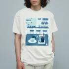 Teal Blue Coffeeのアイスコーヒーをどうぞ　～常連さんの指定席～ オーガニックコットンTシャツ