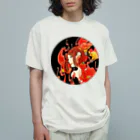 夜舟の凌霄花（ノウゼンカズラ） オーガニックコットンTシャツ