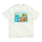 Torafare(yamachaYuka)の虎さんと紫陽花 Organic Cotton T-Shirt