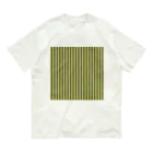 Planet Evansのオリーブと白の縦縞 オーガニックコットンTシャツ