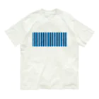 Planet Evansの青と白の縦縞 オーガニックコットンTシャツ