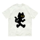 嶌星堂の飛び出し坊や猫 黒猫 オーガニックコットンTシャツ