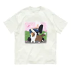 Kotetsu diary(SUZURI店)のシェルティ×車椅子(春色) オーガニックコットンTシャツ