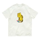 水色プリントのトラジロウ オーガニックコットンTシャツ