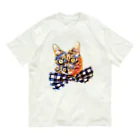 サビちゃんのビッグリボンサビ猫 オーガニックコットンTシャツ