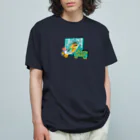 アロハスタイルハワイのハレイワの看板（前面：女の子　背面：男の子） オーガニックコットンTシャツ