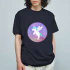 猫の隠れ家のちびっ子ペガサス（ホワイト） オーガニックコットンTシャツ