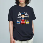 Train Kids! SOUVENIR SHOPの出発進行( All aboard ) ! タイトル文字色 : 白 ver. オーガニックコットンTシャツ