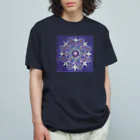 点描曼荼羅の世界の点描曼荼羅桃の花 オーガニックコットンTシャツ