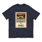 YS VINTAGE WORKSのスイス・ベルン州シュピーツのシャトーホテルの古い広告 オーガニックコットンTシャツ