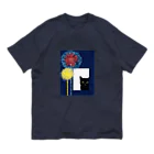 WAMI ARTの花火見る黒猫 オーガニックコットンTシャツ